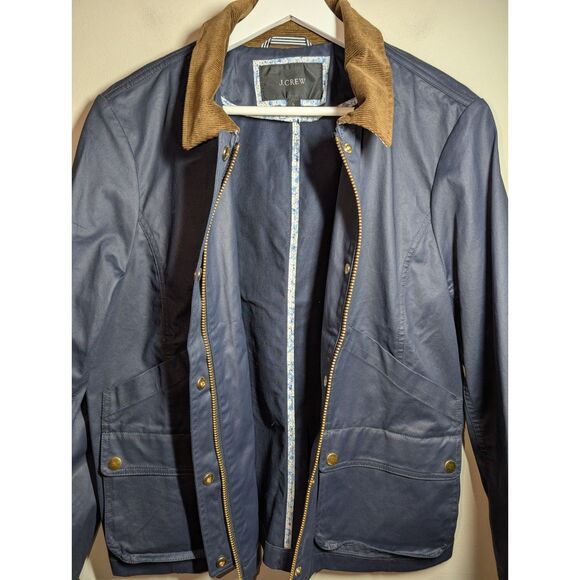 J.Crew Navy Barn Jacket with Liberty Floral Print Fabric, Women's Size L - Picture 4 of 16